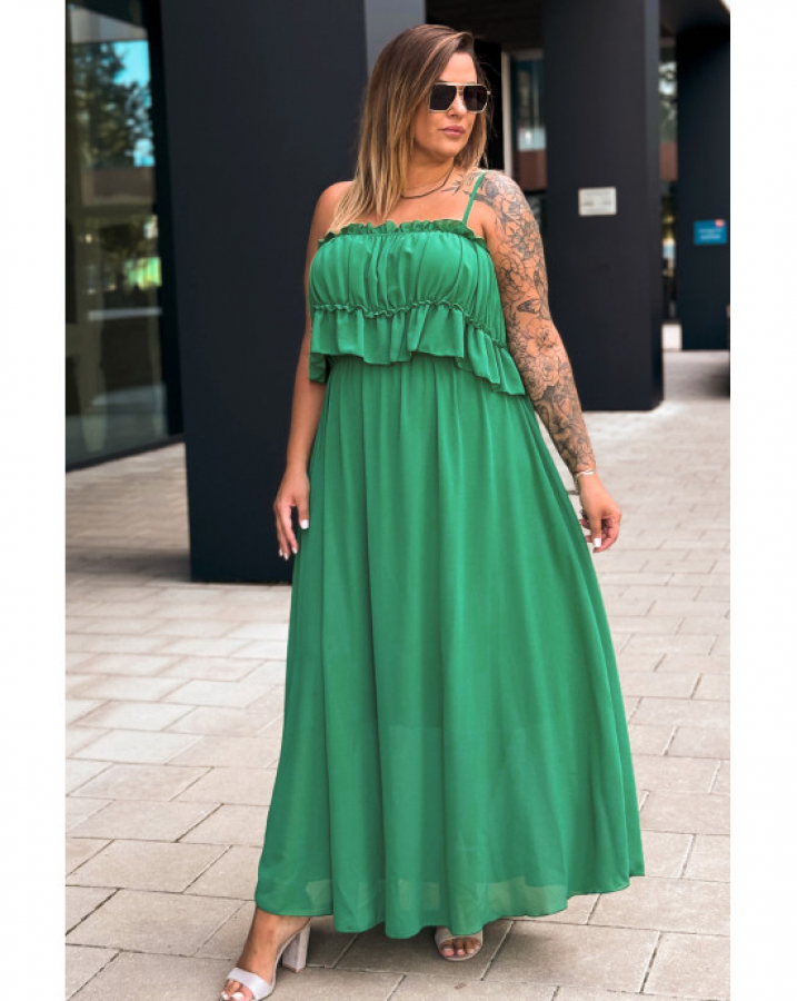 Womanary maxi šaty s volánikmi plus size Leona